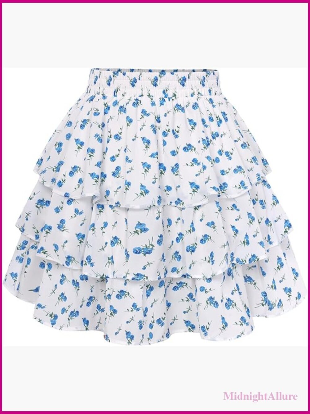 Mini Floral Skort Skater with Pockets Tiered Ruffle Built-in Shorts